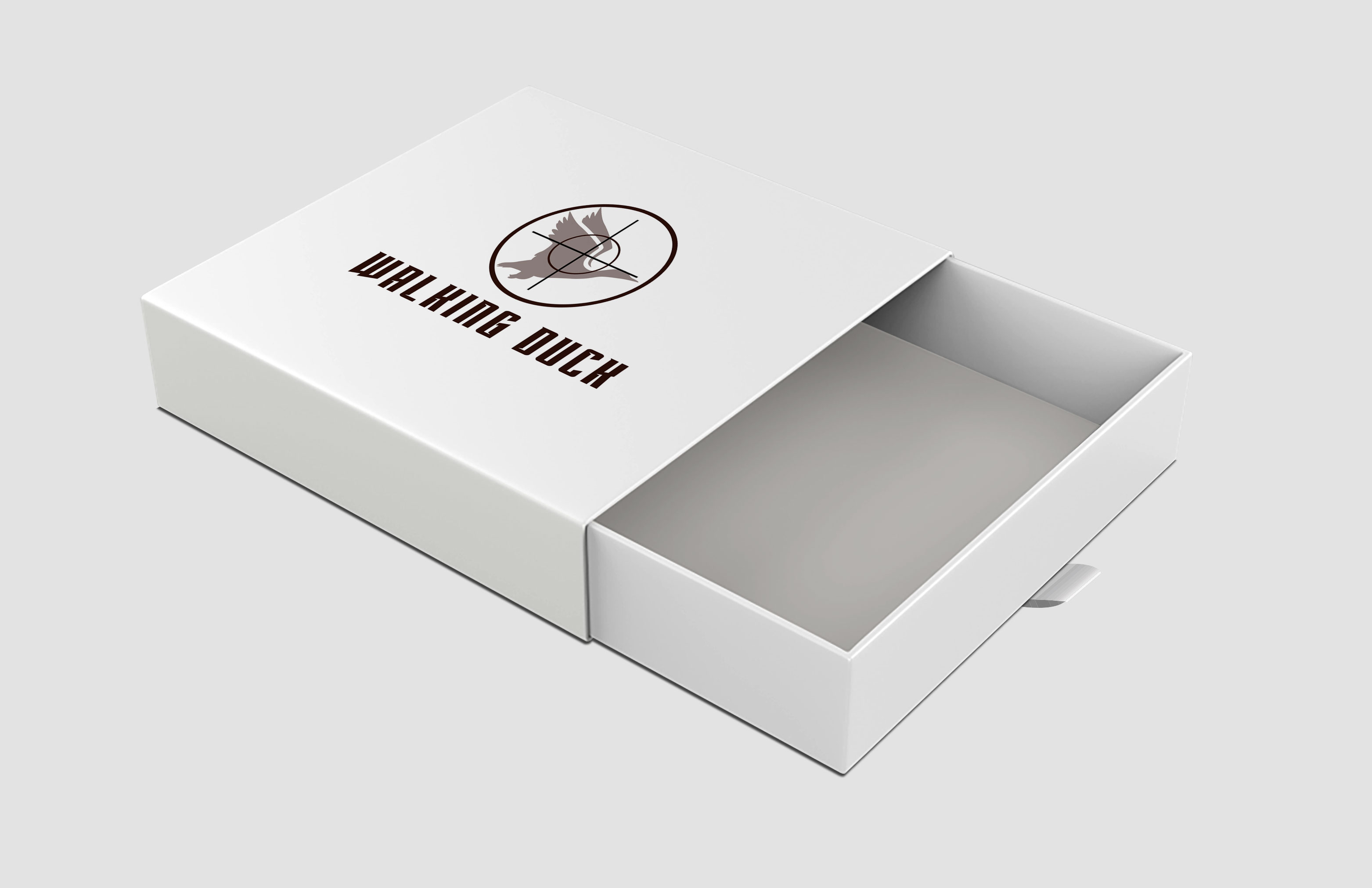 Custom rigid drawer box with soft touch matte finish and embossed logo — luxury gift packaging