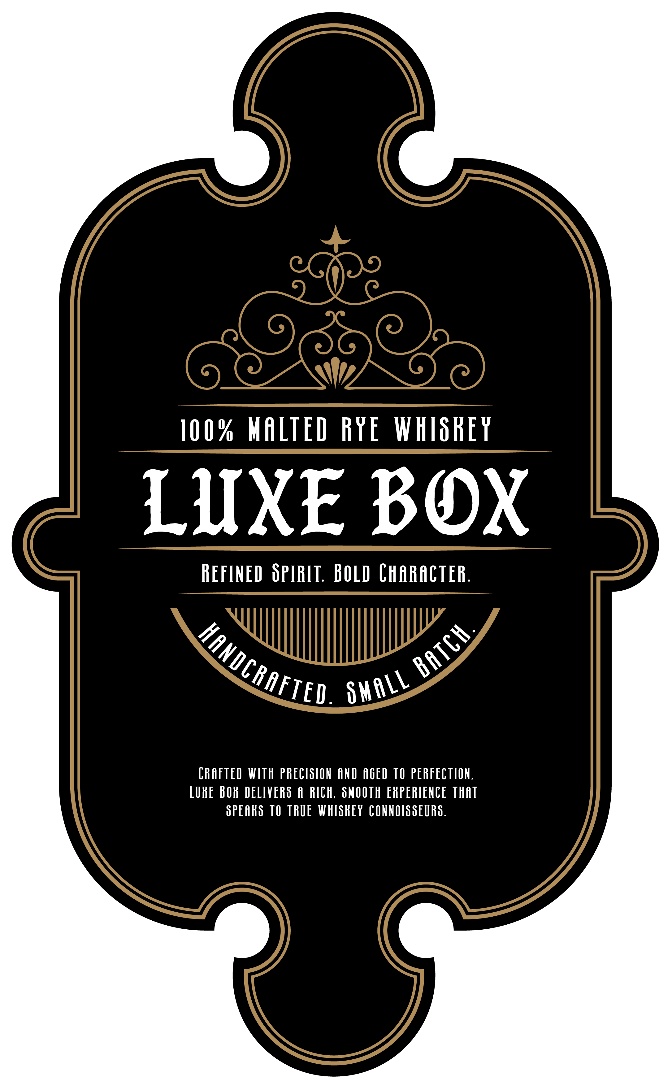Custom wine and spirits labels with foil accents and waterproof finish — Luxe Box